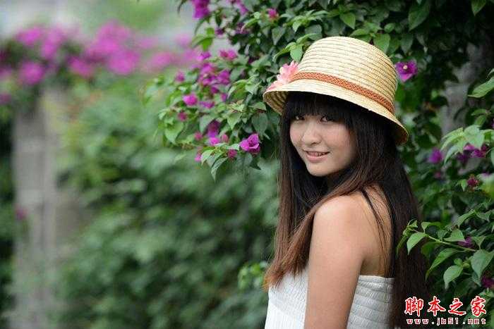 ‘Photoshop将花边的美女调制出甜美的暖紫色‘