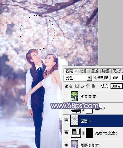 ‘Photoshop将偏暗的外景婚片调成梦幻的淡蓝色‘