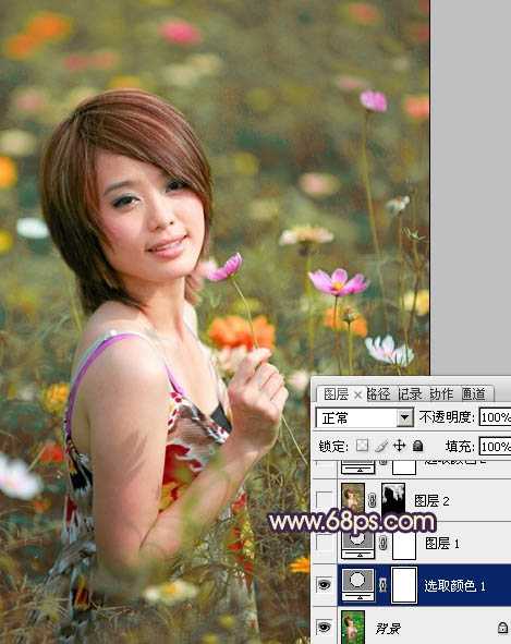‘Photosho将花景美女图片调出流行的淡暖色效果‘