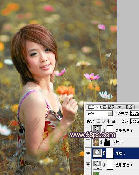 ‘Photosho将花景美女图片调出流行的淡暖色效果‘