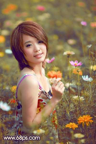 ‘Photosho将花景美女图片调出流行的淡暖色效果‘