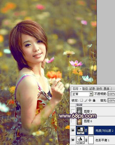 ‘Photosho将花景美女图片调出流行的淡暖色效果‘