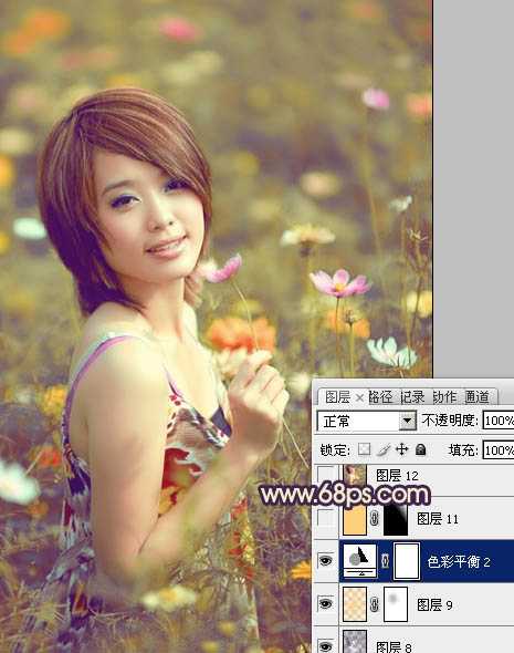 ‘Photosho将花景美女图片调出流行的淡暖色效果‘