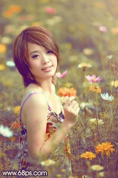 ‘Photosho将花景美女图片调出流行的淡暖色效果‘
