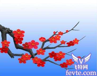‘PS鼠绘盛开的枝头梅花效果‘