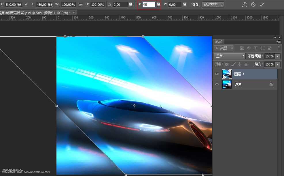 ‘Photoshop制作时尚动感的棱形马赛克背景效果‘
