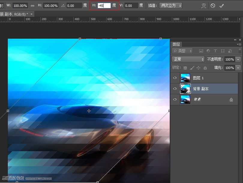 ‘Photoshop制作时尚动感的棱形马赛克背景效果‘