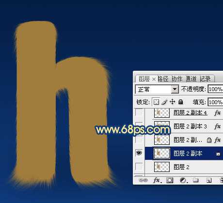 ‘photoshop利用涂抹及减淡工具制作可爱的浅黄色毛发字‘
