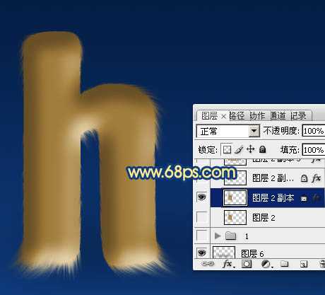 ‘photoshop利用涂抹及减淡工具制作可爱的浅黄色毛发字‘