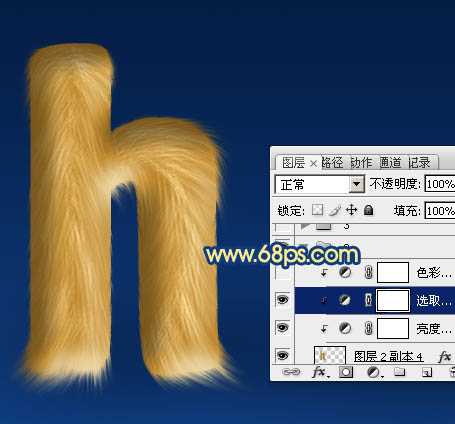 ‘photoshop利用涂抹及减淡工具制作可爱的浅黄色毛发字‘