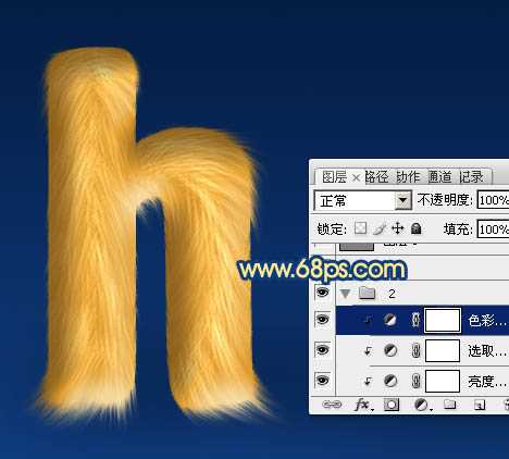 ‘photoshop利用涂抹及减淡工具制作可爱的浅黄色毛发字‘