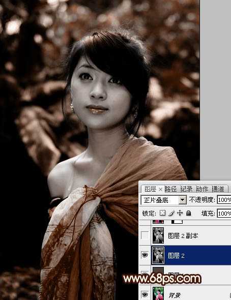 ‘Photoshop将外景美女图片调制出非常有个性的橙褐色‘