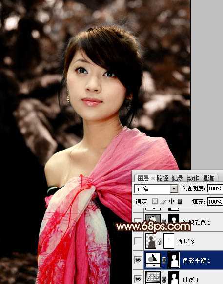 ‘Photoshop将外景美女图片调制出非常有个性的橙褐色‘