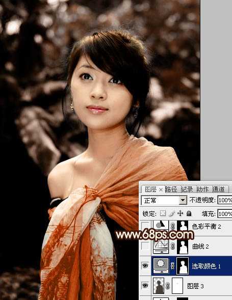 ‘Photoshop将外景美女图片调制出非常有个性的橙褐色‘
