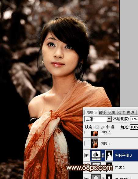 ‘Photoshop将外景美女图片调制出非常有个性的橙褐色‘