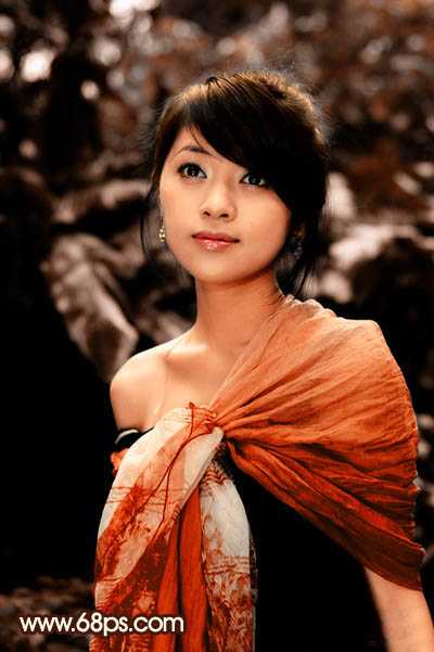 ‘Photoshop将外景美女图片调制出非常有个性的橙褐色‘