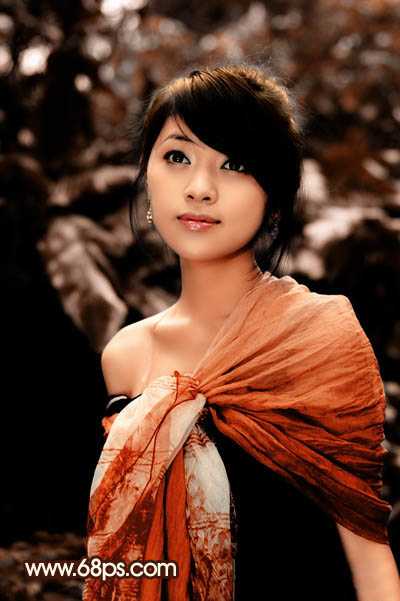 ‘Photoshop将外景美女图片调制出非常有个性的橙褐色‘