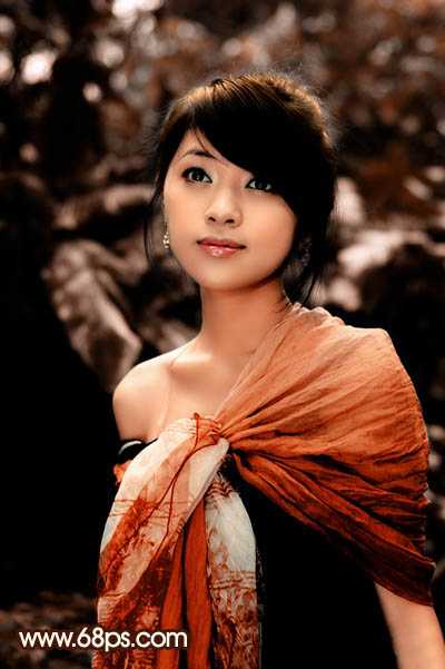 ‘Photoshop将外景美女图片调制出非常有个性的橙褐色‘