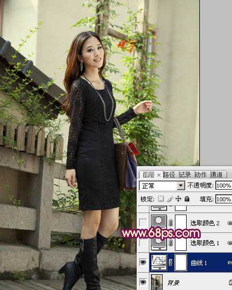 ‘Photoshop将时装美女图片调制出柔美的紫黄色‘