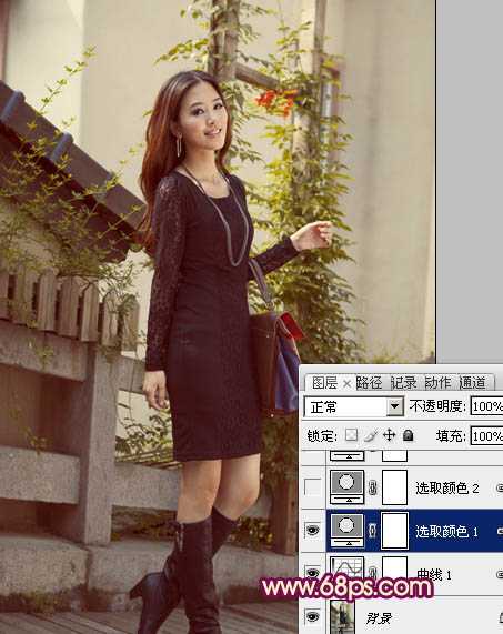 ‘Photoshop将时装美女图片调制出柔美的紫黄色‘