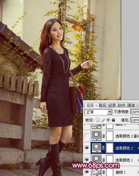 ‘Photoshop将时装美女图片调制出柔美的紫黄色‘