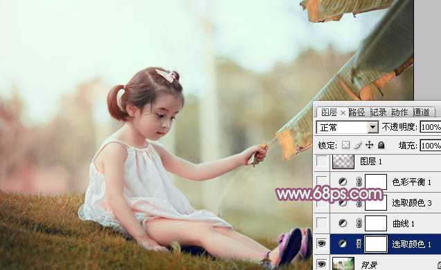 ‘Photoshop为外景儿童调制出柔美的淡暖色‘