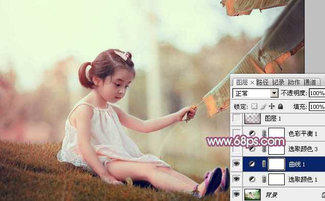 ‘Photoshop为外景儿童调制出柔美的淡暖色‘