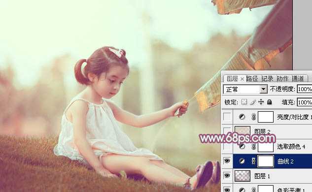 ‘Photoshop为外景儿童调制出柔美的淡暖色‘
