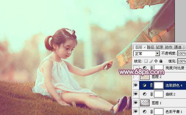 ‘Photoshop为外景儿童调制出柔美的淡暖色‘