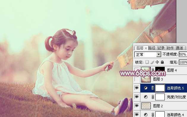 ‘Photoshop为外景儿童调制出柔美的淡暖色‘