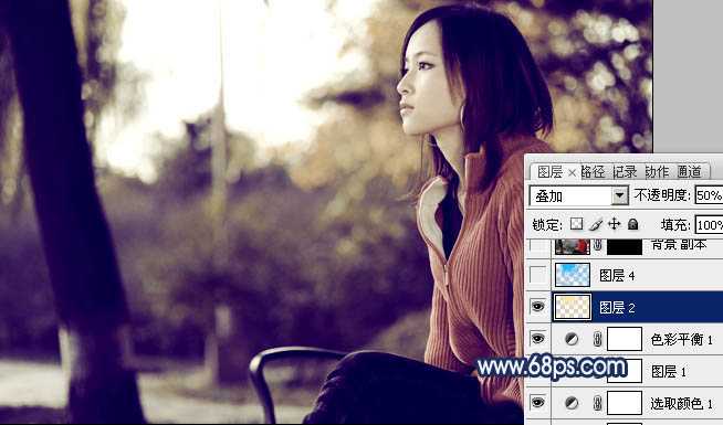 ‘Photoshop制作古典暗青色外景人物图片教程‘