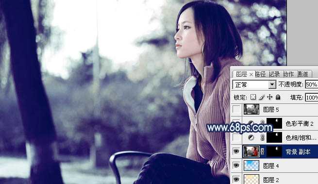 ‘Photoshop制作古典暗青色外景人物图片教程‘