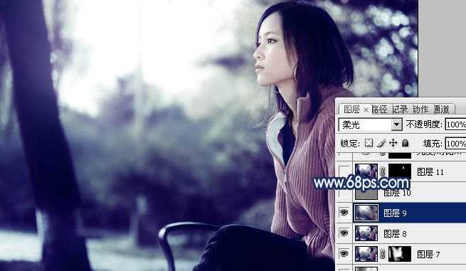 ‘Photoshop制作古典暗青色外景人物图片教程‘