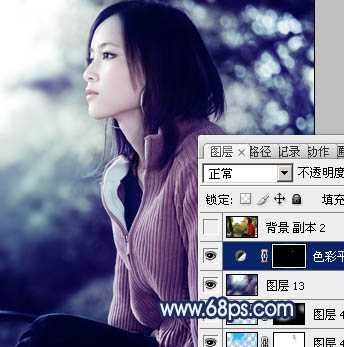 ‘Photoshop制作古典暗青色外景人物图片教程‘