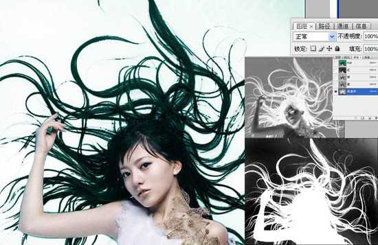 ‘photoshop利用抽出滤镜抠出背景单色发丝较多的人物图片‘
