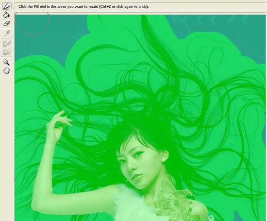 ‘photoshop利用抽出滤镜抠出背景单色发丝较多的人物图片‘