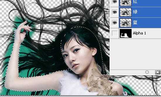 ‘photoshop利用抽出滤镜抠出背景单色发丝较多的人物图片‘