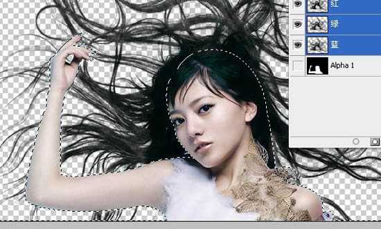 ‘photoshop利用抽出滤镜抠出背景单色发丝较多的人物图片‘