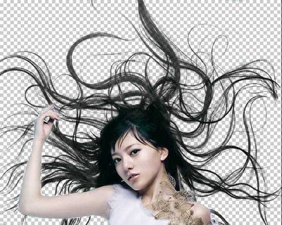 ‘photoshop利用抽出滤镜抠出背景单色发丝较多的人物图片‘