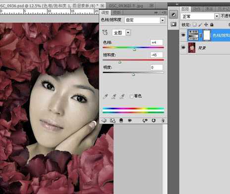 ‘Photoshop将偏色人物图片调成古典暗红质感色‘
