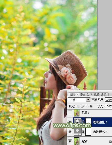 ‘photoshop使用通道替换给外景美女增加小清新的淡绿色‘