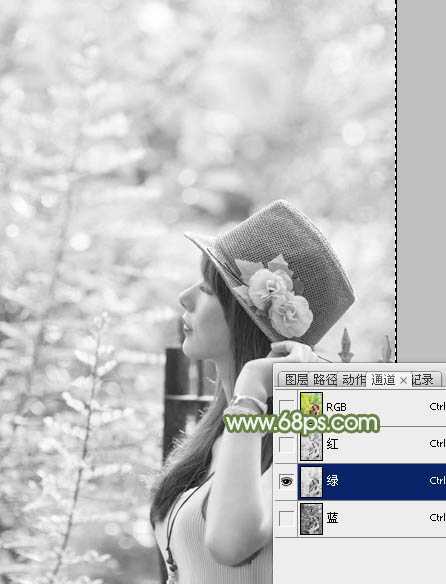 ‘photoshop使用通道替换给外景美女增加小清新的淡绿色‘