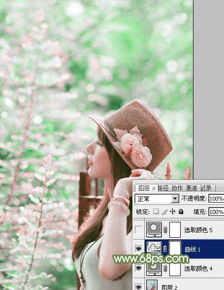 ‘photoshop使用通道替换给外景美女增加小清新的淡绿色‘