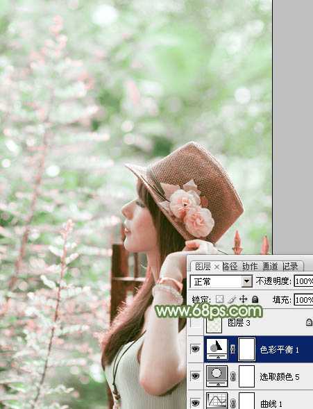 ‘photoshop使用通道替换给外景美女增加小清新的淡绿色‘