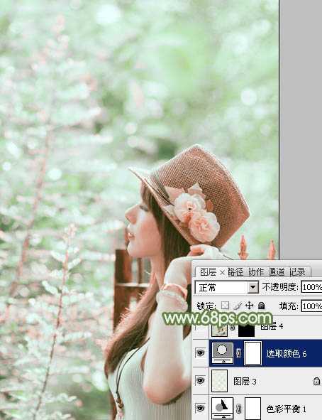 ‘photoshop使用通道替换给外景美女增加小清新的淡绿色‘