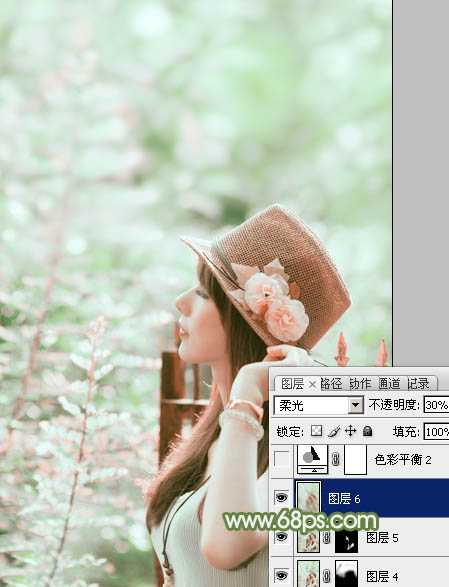 ‘photoshop使用通道替换给外景美女增加小清新的淡绿色‘