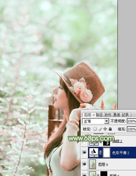 ‘photoshop使用通道替换给外景美女增加小清新的淡绿色‘