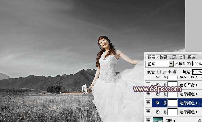 ‘Photoshop将荒原婚片打造出古典紫褐色效果‘