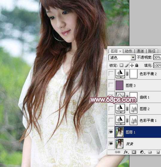 ‘Photoshop将外景美女图片调成清爽的黄褐色‘