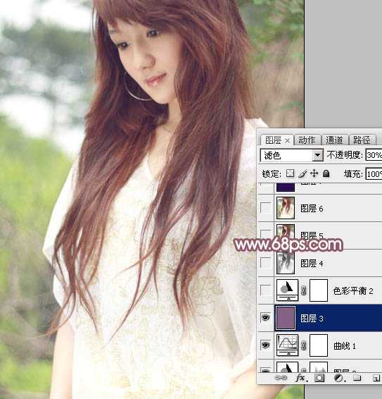 ‘Photoshop将外景美女图片调成清爽的黄褐色‘